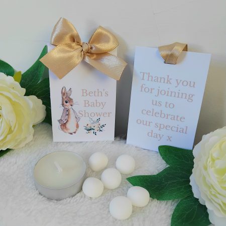 FULLY ASSEMBLED Personalised Baby Shower Favour, Mint Baby Shower Favour,Baby Shower Tealight Favour