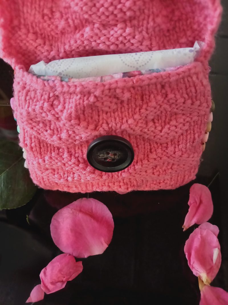 Hand Knitted personal pink woman's private stuff holder