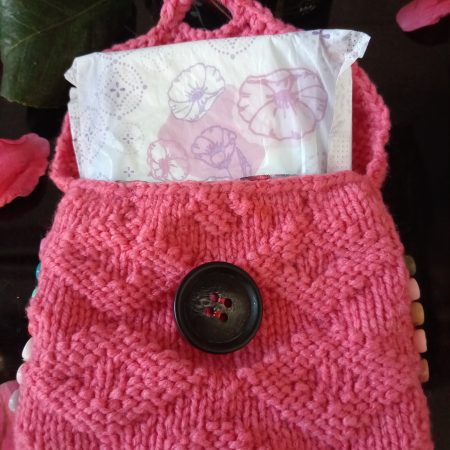 Hand Knitted personal pink woman's private stuff holder