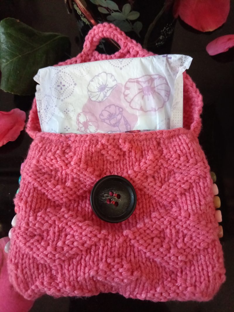 Hand Knitted personal pink woman's private stuff holder