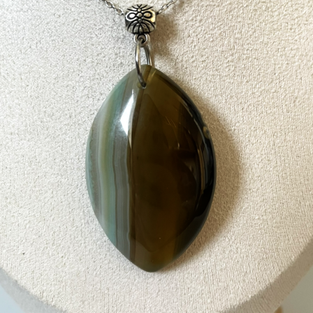 Agate Pendant Necklace • Stainless Steel Chain