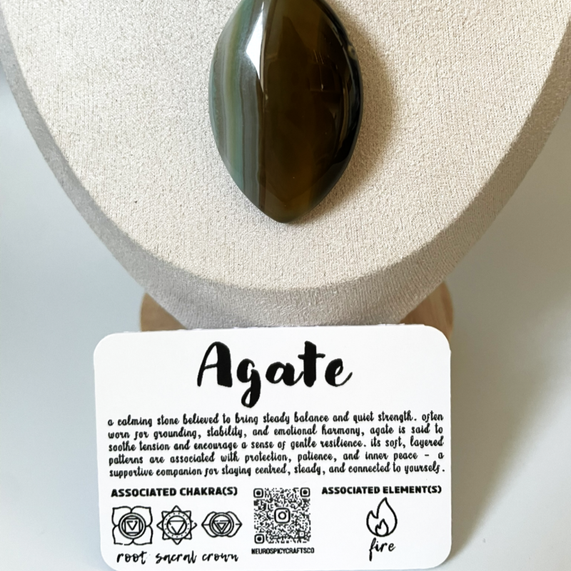 Agate Pendant Necklace • Stainless Steel Chain