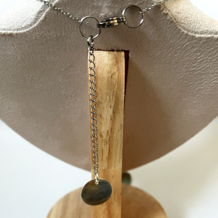 Agate Pendant Necklace • Stainless Steel Chain