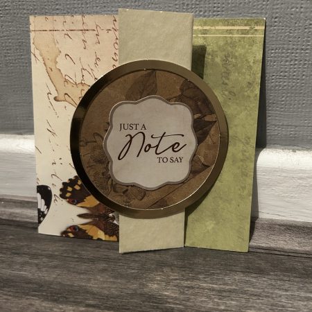 Handmade 'Just A Note To Say' Square Green/Beige Tri-Fold Note Card