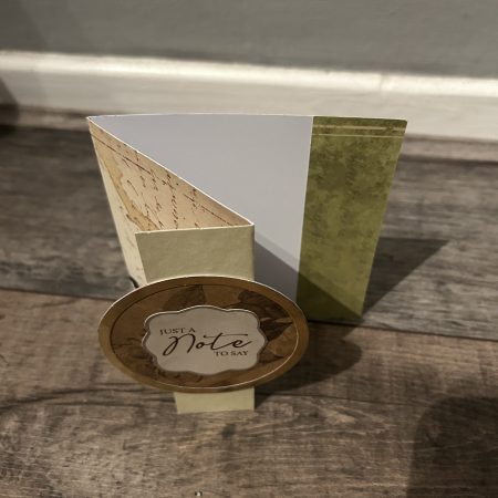 Handmade 'Just A Note To Say' Square Green/Beige Tri-Fold Note Card