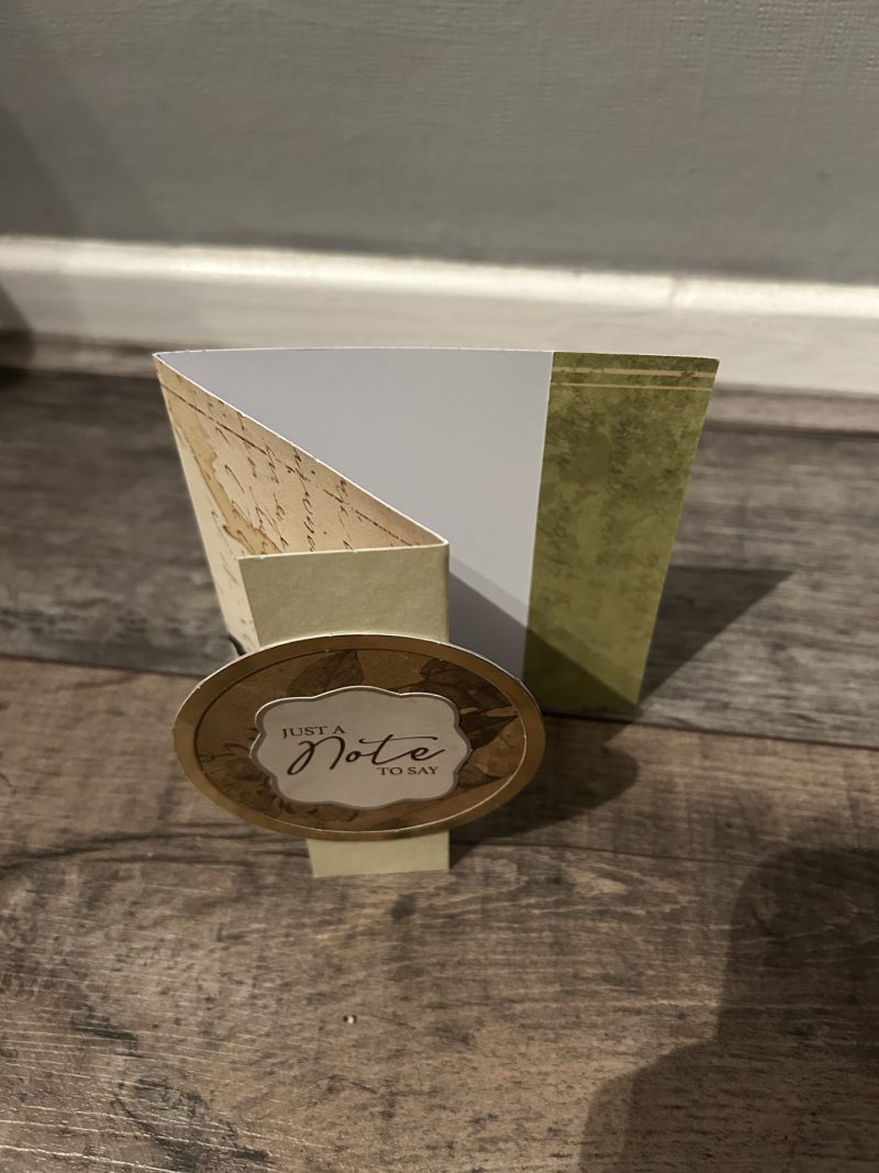 Handmade 'Just A Note To Say' Square Green/Beige Tri-Fold Note Card