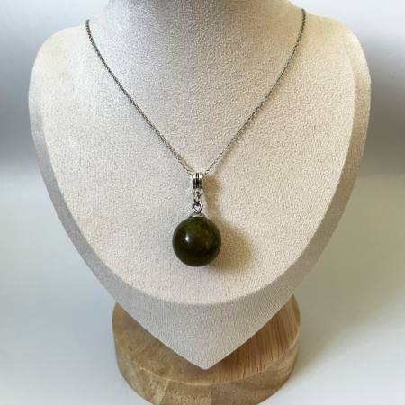 Serpentine Pendant Necklace • Stainless Steel Chain