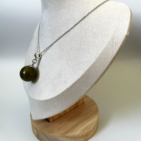 Serpentine Pendant Necklace • Stainless Steel Chain