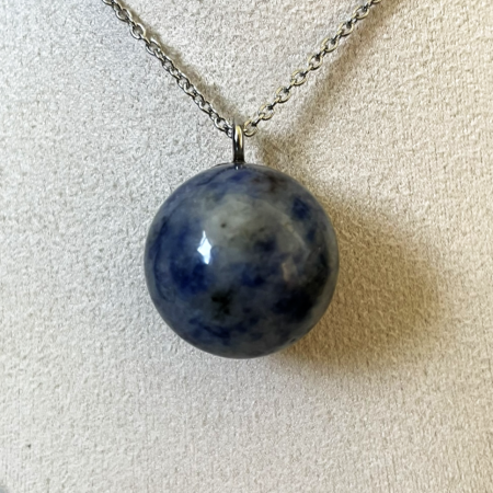 Sodalite Pendant Necklace • Stainless Steel Chain