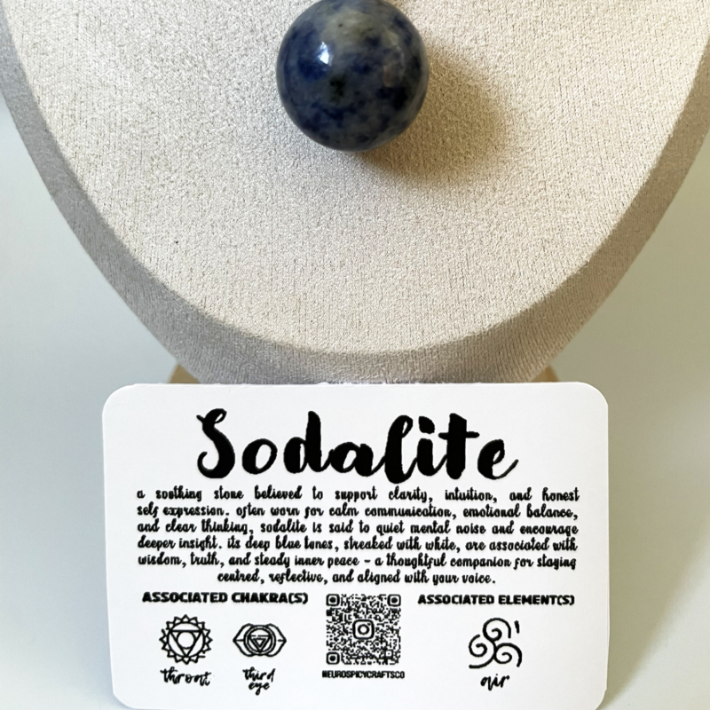 Sodalite Pendant Necklace • Stainless Steel Chain
