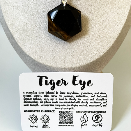 Tiger Eye Pendant Necklace • Stainless Steel Chain