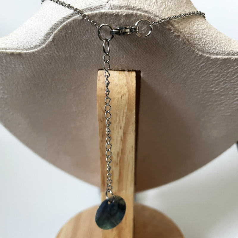 UV Reactive Agate Pendant Necklace • Stainless Steel Chain