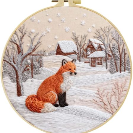 Cross Stitch Embroidery Kit for Beginners | Winter Fox