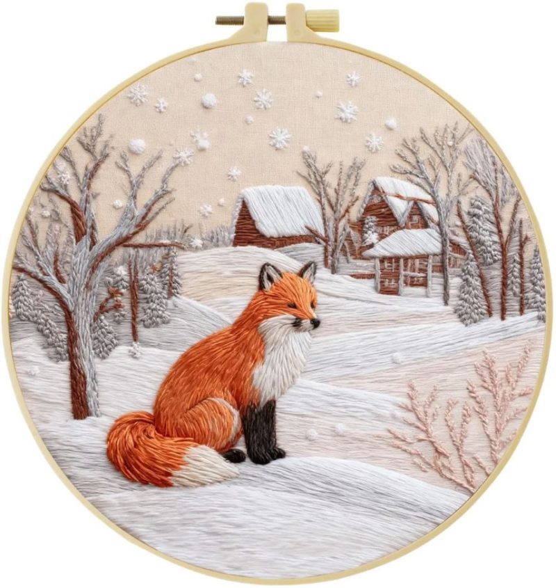 Cross Stitch Embroidery Kit for Beginners | Winter Fox