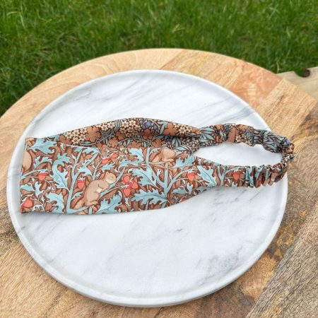 Luxury Squirrel and Acorn Reversible Headband, 2-in-1 Hair Band