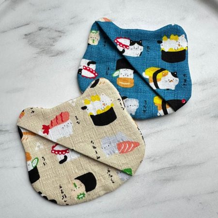 Japanese Sushi Cat Corner Bookmark – Fabric Bookmark Set of 2 - Gift Ready