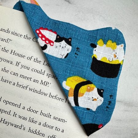 Japanese Sushi Cat Corner Bookmark – Fabric Bookmark Set of 2 - Gift Ready