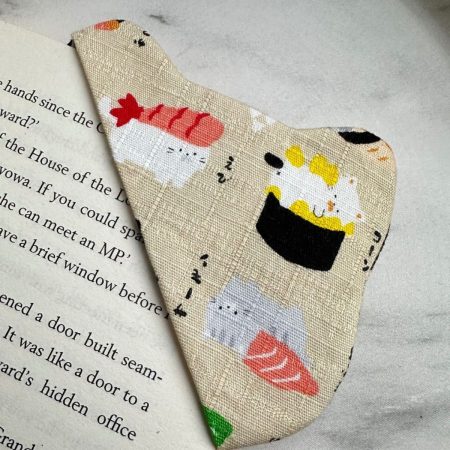 Japanese Sushi Cat Corner Bookmark – Fabric Bookmark Set of 2 - Gift Ready