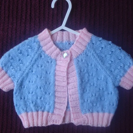 Pale Pink and Pale Blue Bolero or Cardigan with Short Sleeves