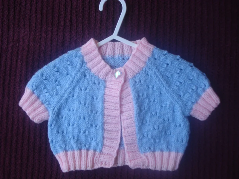 Pale Pink and Pale Blue Bolero or Cardigan with Short Sleeves