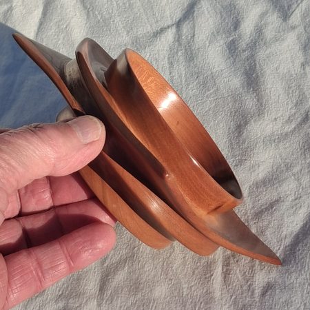 Square round turned wooden bowl