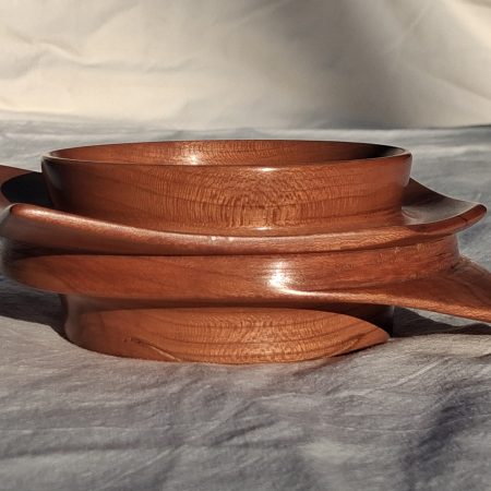 Square round turned wooden bowl