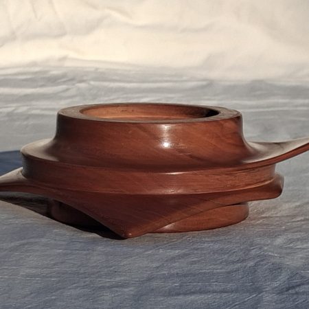 Square round turned wooden bowl