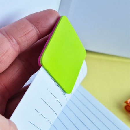 Corner Bookmark, Fun Melting Design, Polymer Clay, Bold Neon Pink-Green
