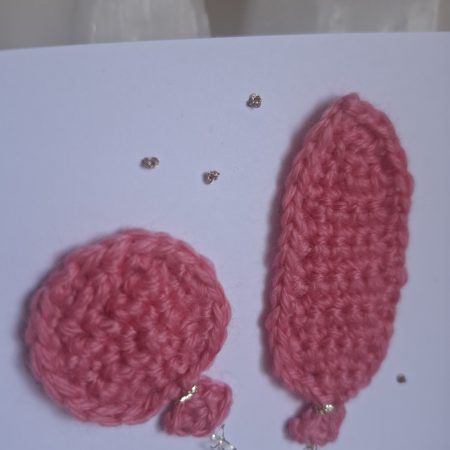 Crochet Balloon Birthday Card, Handmade Textured Card, Cute Pink Birthday Card, Unique Keepsake Card for Her