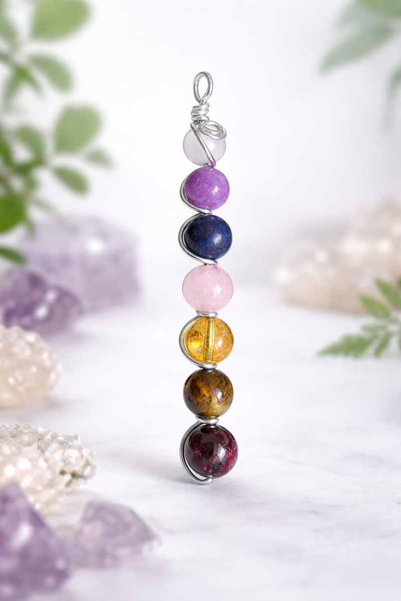 Classic 7 Chakra Crystal Pendant, Root to Crown Alignment