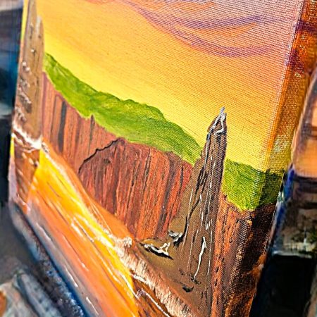 Original Painting, Duncansbay Stacks at Sunrise in Caithness, North Coast 500, Scotland