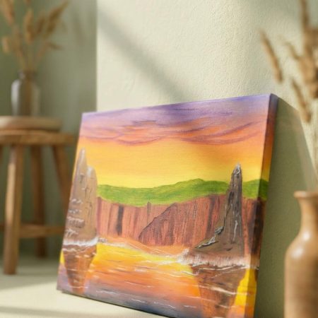 Original Painting, Duncansbay Stacks at Sunrise in Caithness, North Coast 500, Scotland