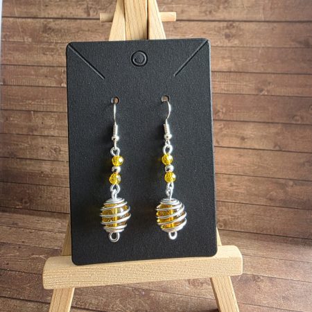 Citrine Spiral Earrings, Handmade 10mm Gemstone Wire Wrapped