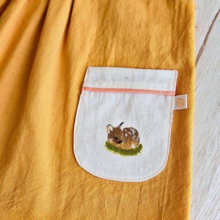 Handmade Toddler Dress | Linen Feel Fabric | Custom Embroidered Pocket