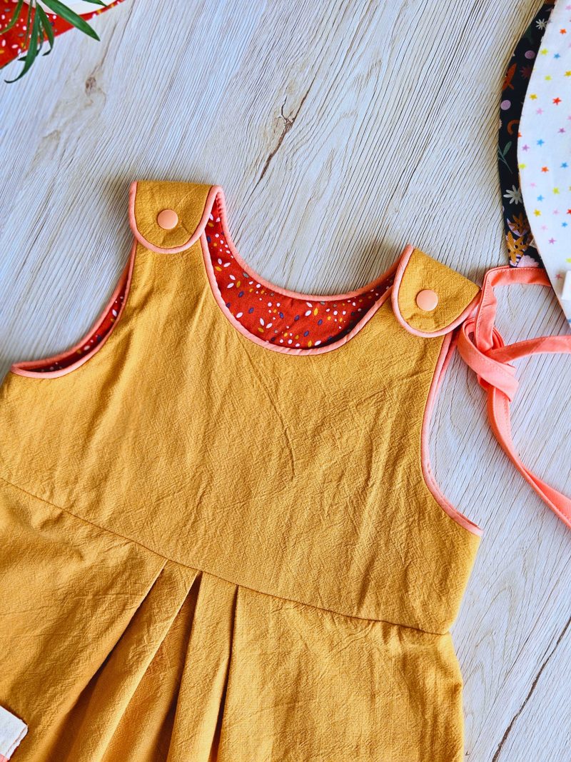 Handmade Toddler Dress | Linen Feel Fabric | Custom Embroidered Pocket