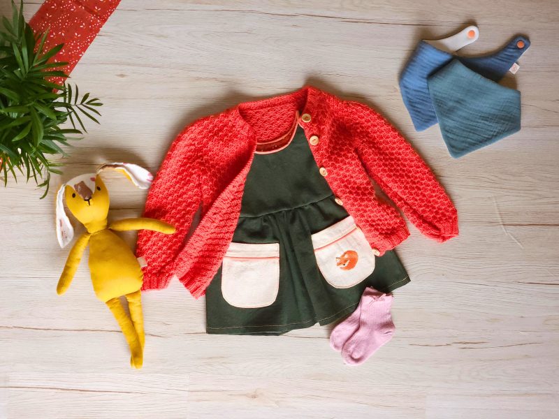 Handmade Toddler Dress | Linen Feel Fabric | Custom Embroidered Pocket