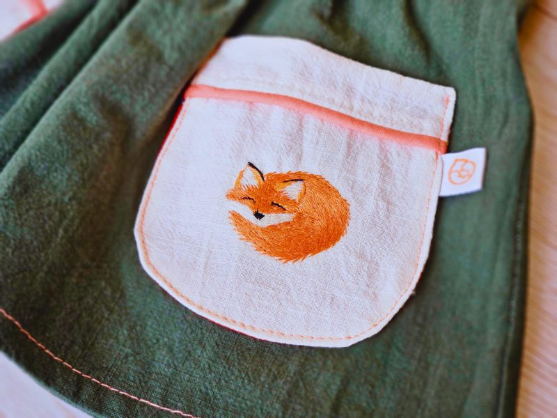 Handmade Toddler Dress | Linen Feel Fabric | Custom Embroidered Pocket