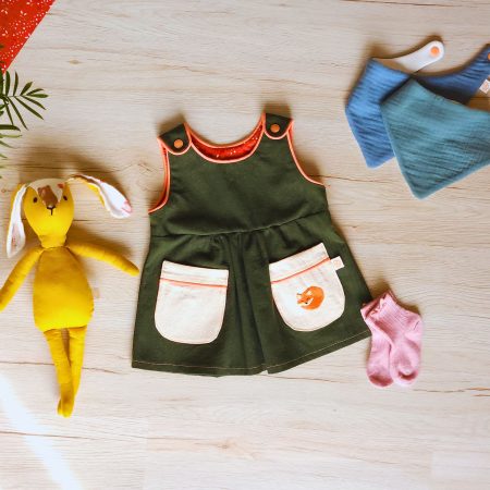 Handmade Toddler Dress | Linen Feel Fabric | Custom Embroidered Pocket