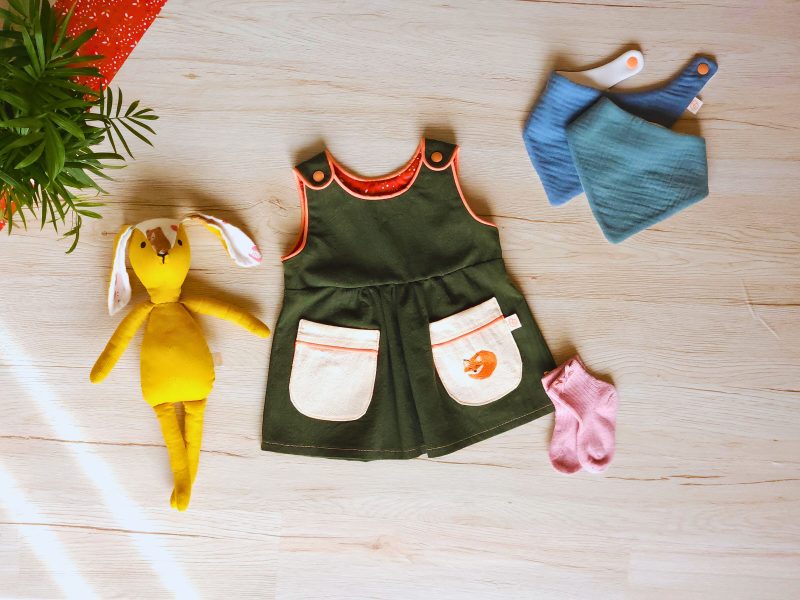 Handmade Toddler Dress | Linen Feel Fabric | Custom Embroidered Pocket