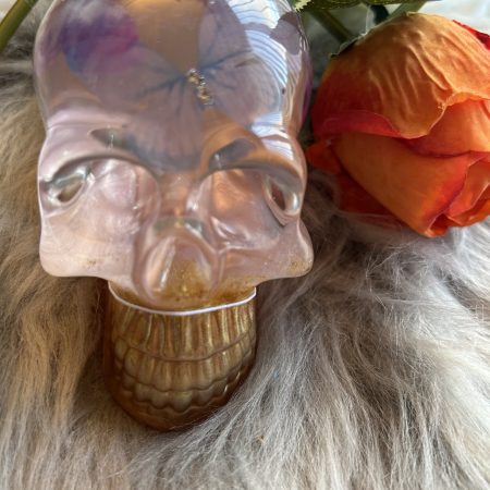 Handmade Resin Skull with Delicate Butterflies Inside