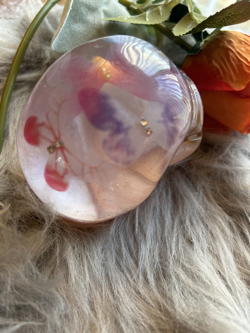 Handmade Resin Skull with Delicate Butterflies Inside