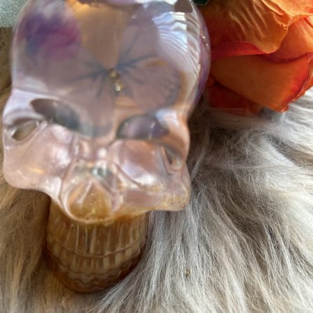 Handmade Resin Skull with Delicate Butterflies Inside