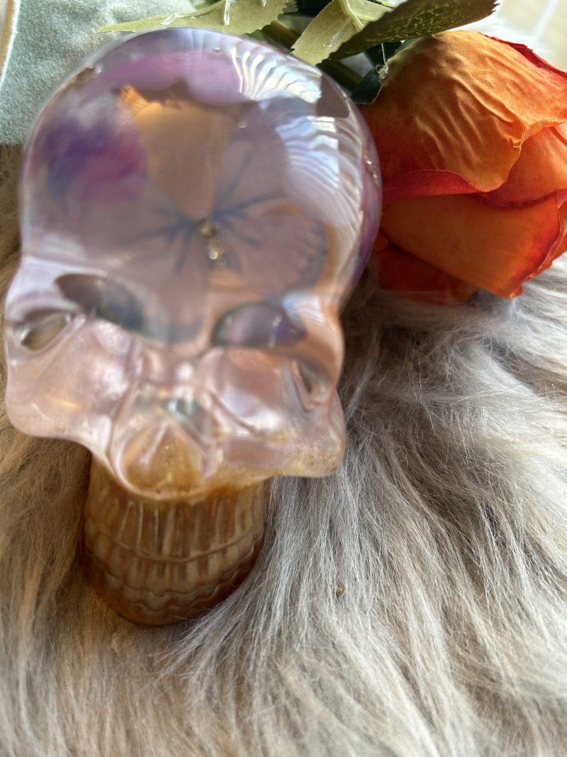 Handmade Resin Skull with Delicate Butterflies Inside