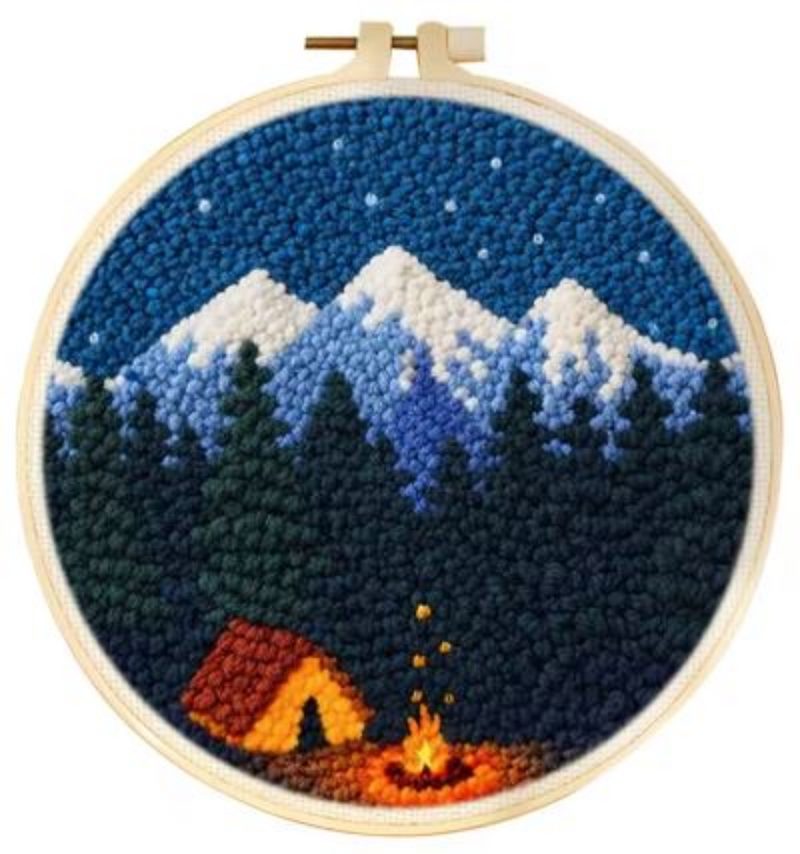 Punch Needle Kit | Camping (20cm Round)