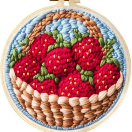 Punch Needle Kit | Strawberries (20cm Round)