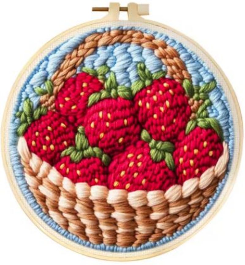 Punch Needle Kit | Strawberries (20cm Round)