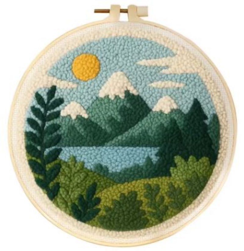 Punch Needle Kit | Mountain Scenery (20cm Round)