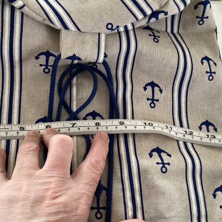 Large Boat/Sea Themed Anchor Blue Beige Lined Beach Duffle Bag with Drawstring