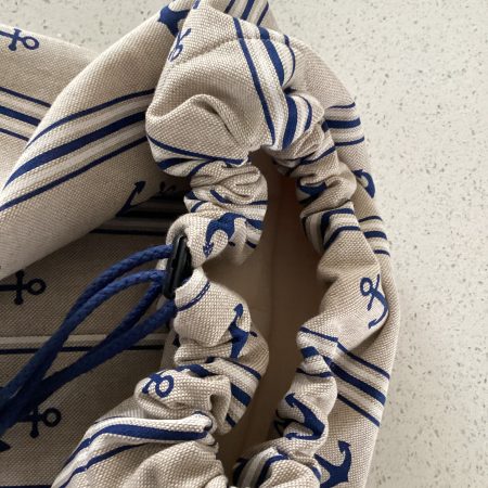 Large Boat/Sea Themed Anchor Blue Beige Lined Beach Duffle Bag with Drawstring