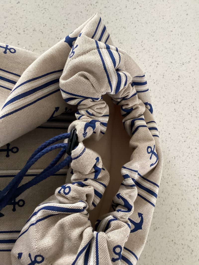 Large Boat/Sea Themed Anchor Blue Beige Lined Beach Duffle Bag with Drawstring